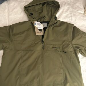 Carhartt WIP Mens Winbreaker Pullover Winter Jacket - Office Green